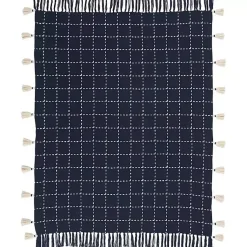 Online Navy Woven Checkered Throw Blankets & Throws