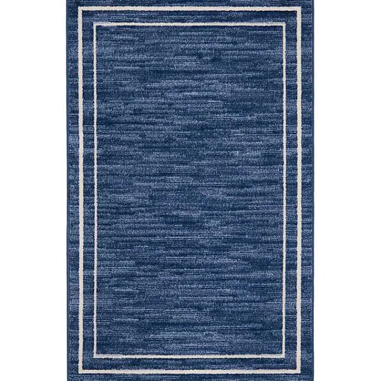 Kirklands Home Outdoor Rugs|Navy Bordered Indoor/Outdoor Accent Rug, 2x4 Blue