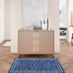 Kirklands Home Outdoor Rugs|Navy Bordered Indoor/Outdoor Area Rug, 3x5