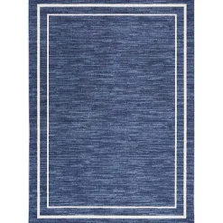 Kirklands Home Outdoor Rugs|Navy Bordered Indoor/Outdoor Area Rug, 6x9 Blue
