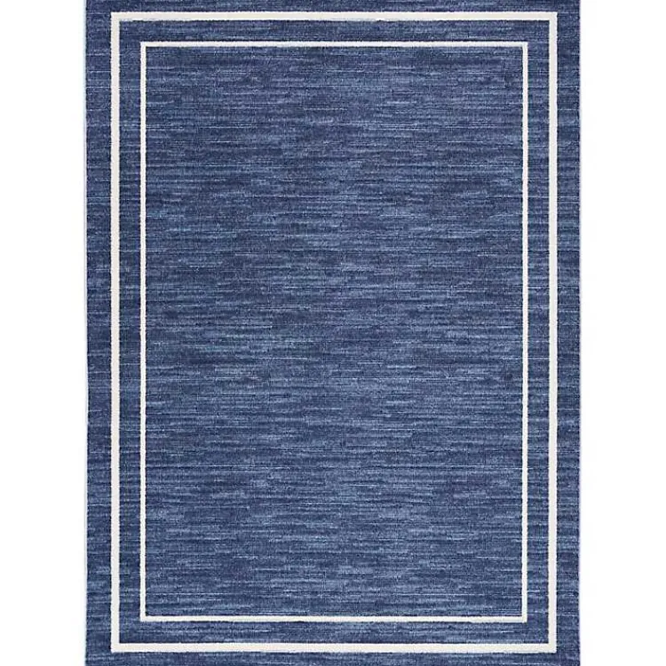 Kirklands Home Outdoor Rugs|Navy Bordered Indoor/Outdoor Area Rug, 6x9 Blue