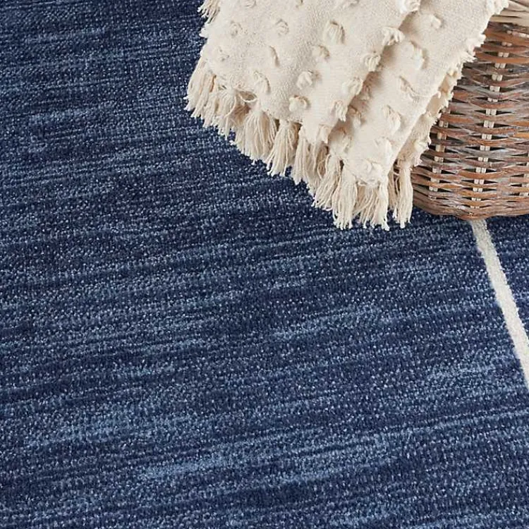 Kirklands Home Outdoor Rugs|Navy Bordered Indoor/Outdoor Area Rug, 6x9 Blue