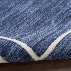 Kirklands Home Outdoor Rugs|Navy Bordered Indoor/Outdoor Area Rug, 8x10 Blue