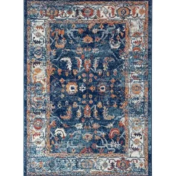 Kirklands Home Area Rugs|Navy Bordered Pattern Area Rug, 5x7