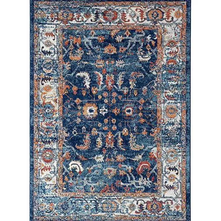 Kirklands Home Area Rugs|Navy Bordered Pattern Area Rug, 7x9