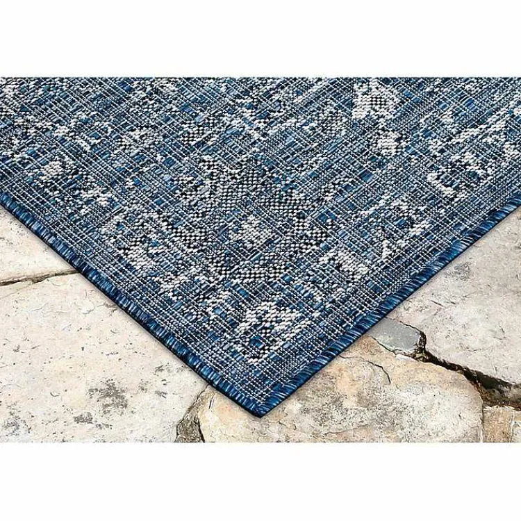 Kirklands Home Outdoor Rugs|Navy Botanical Hannah Indoor/Outdoor Rug, 4x7 Blue