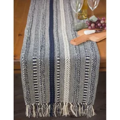 Kirklands Home Table Linens|Navy Braided Stripe Table Runner, 72 in. Blue