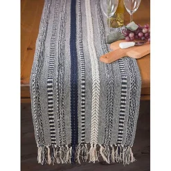Kirklands Home Table Linens|Navy Braided Stripe Table Runner, 108 in. Blue