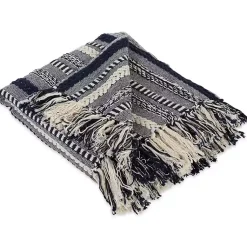 New Navy Braided Stripe Throw Blankets & Throws