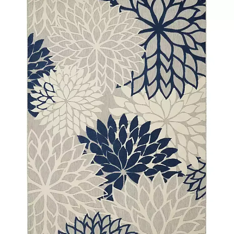 Kirklands Home Outdoor Rugs|Navy Bright Floral Burst Outdoor Area Rug, 7x10