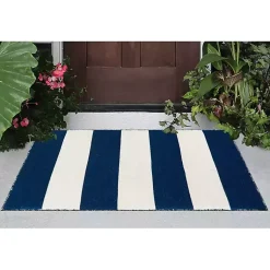 Kirklands Home Outdoor Rugs|Navy Cabana Stripe Indoor/Outdoor Scatter Rug