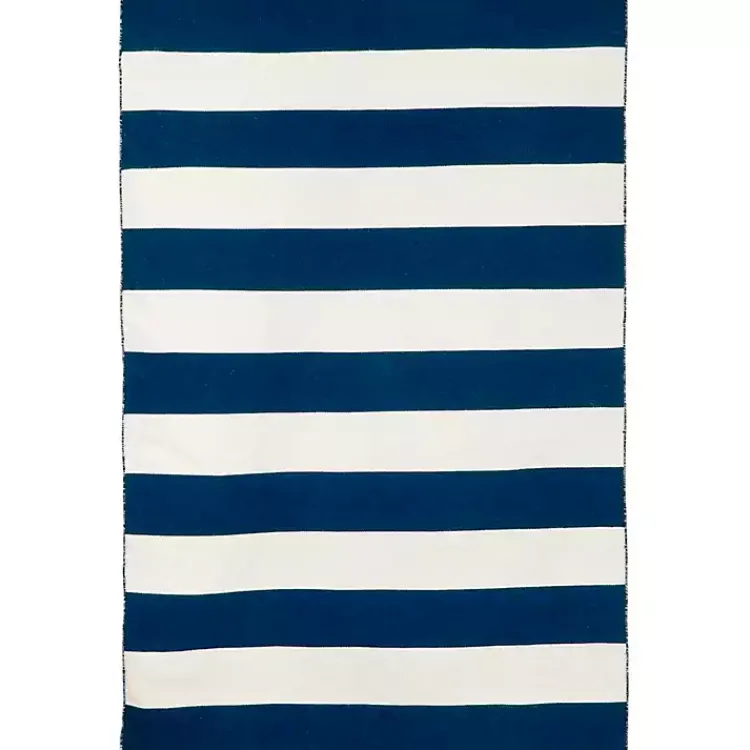 Kirklands Home Outdoor Rugs|Navy Cabana Stripe Indoor/Outdoor Area Rug, 3x5