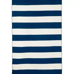 Kirklands Home Outdoor Rugs|Navy Cabana Stripe Indoor/Outdoor Area Rug, 5x7