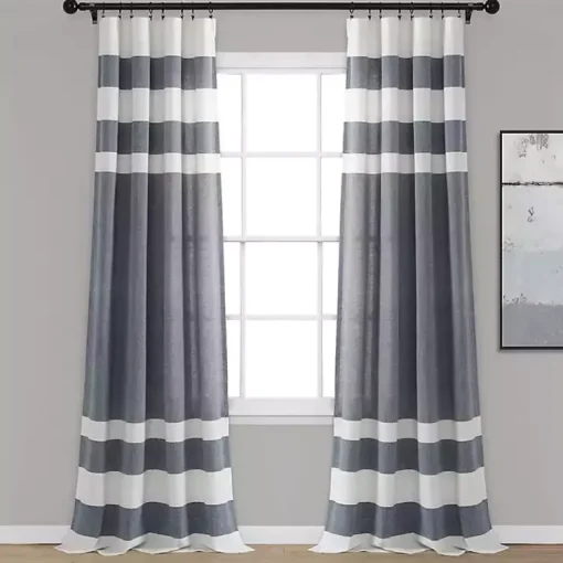 Kirklands Home Curtains & Drapes|Navy Cape Cod Stripe Curtain Panel Set, 84 in.