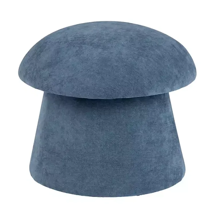 Kirklands Home Benches & Ottomans|Navy Chenille Mushroom Storage Ottoman Blue