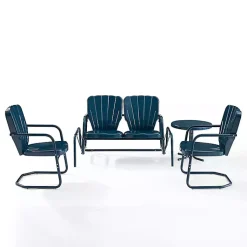 Kirklands Home Outdoor Sets|Navy Clamshell 4-pc. Outdoor Furniture Set Blue