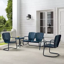 Kirklands Home Outdoor Sets|Navy Clamshell 4-pc. Outdoor Furniture Set Blue