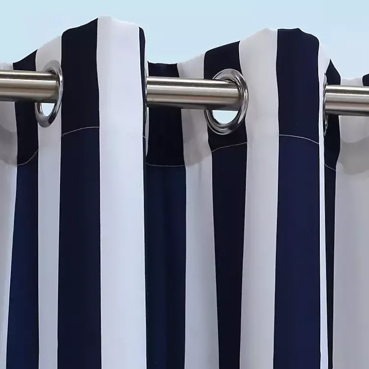 Kirklands Home Outdoor Curtains|Navy Coastal Stripe Outdoor Curtain Panel, 84 in.