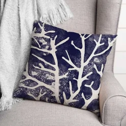 Kirklands Home Outdoor Cushions & Pillows|Navy Coral Outdoor Pillow