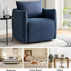 Kirklands Home Accent Chairs|Navy Corduroy Swivel Accent Chair Blue
