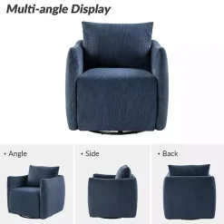Kirklands Home Accent Chairs|Navy Corduroy Swivel Accent Chair Blue