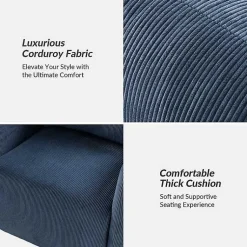 Kirklands Home Accent Chairs|Navy Corduroy Swivel Accent Chair Blue