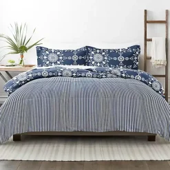Kirklands Home Comforters|Navy Daisy Medallion Queen 3-pc. Comforter Set Blue