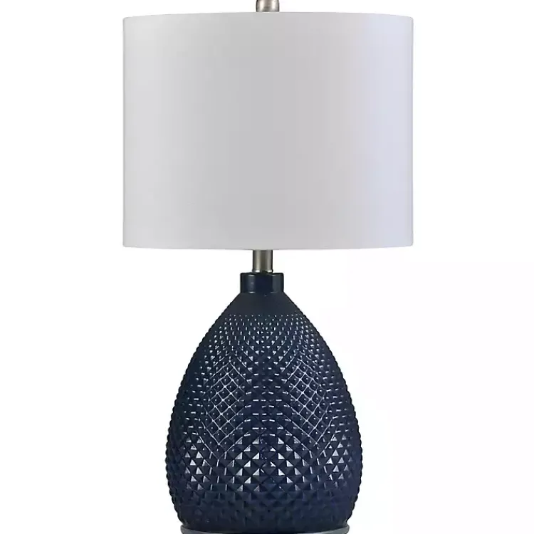 Kirklands Home Table Lamps|Navy Diamond Cut Glass Table Lamp White