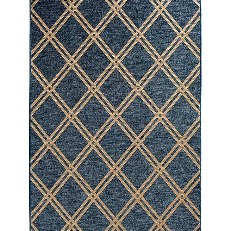 Kirklands Home Outdoor Rugs|Navy Diamond Indoor/Outdoor Area Rug, 5x7 Blue
