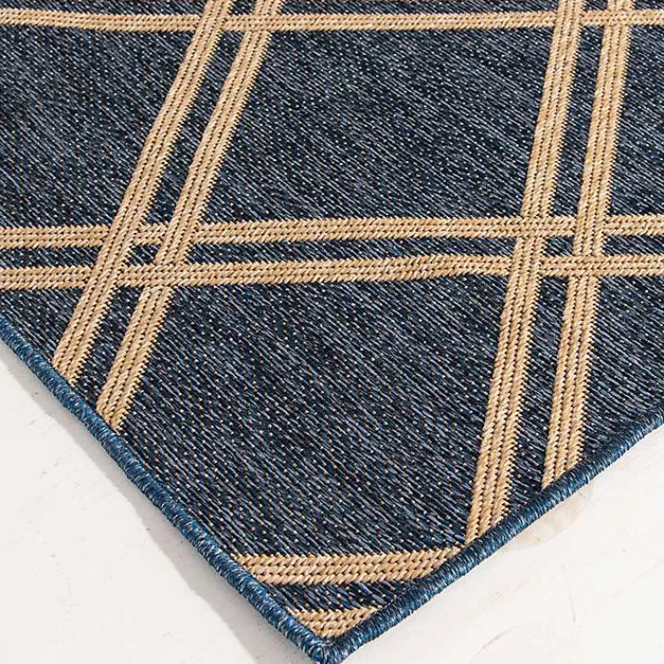 Kirklands Home Outdoor Rugs|Navy Diamond Indoor/Outdoor Area Rug, 5x7 Blue
