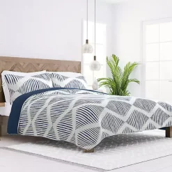 Kirklands Home Quilts|Navy Diamond Line Reversible 2-pc. Twin Quilt Set