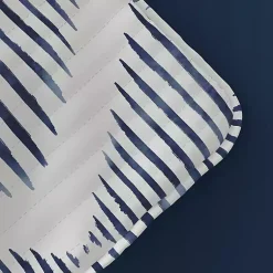 Kirklands Home Quilts|Navy Diamond Line Reversible 3-pc. Queen Quilt Set