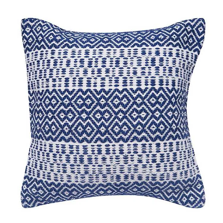 Kirklands Home Outdoor Cushions & Pillows|Navy Diamond Stripe Indoor/Outdoor Pillow Blue