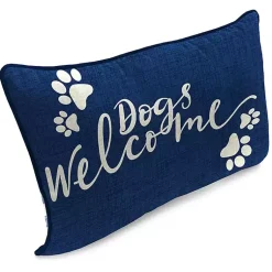 Kirklands Home Outdoor Cushions & Pillows|Navy Dogs Welcome Outdoor Lumbar Pillow