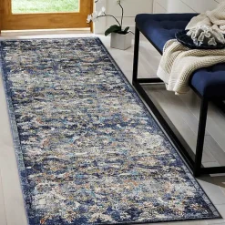 Kirklands Home Area Rugs|Navy Faded Floral Area Rug, 2x9