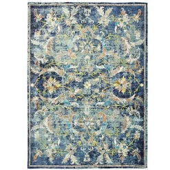Kirklands Home Area Rugs|Navy Faded Floral Area Rug, 4x6