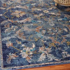 Kirklands Home Area Rugs|Navy Faded Floral Area Rug, 5x8