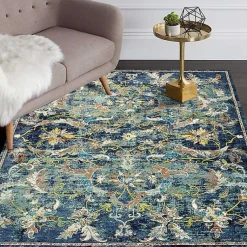 Kirklands Home Area Rugs|Navy Faded Floral Area Rug, 8x10