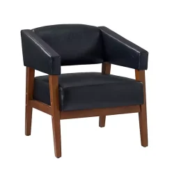 Kirklands Home Accent Chairs|Navy Faux Leather Nicki Accent Chair Blue