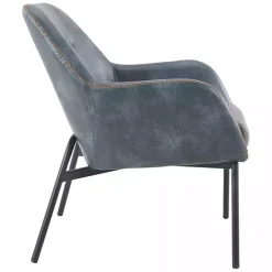 Kirklands Home Accent Chairs|Navy Faux Leather Scoop Accent Chair Blue