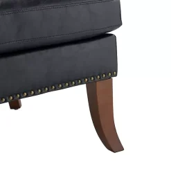 Kirklands Home Accent Chairs|Navy Faux Leather Wingback Accent Chair Blue