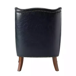 Kirklands Home Accent Chairs|Navy Faux Leather Wingback Accent Chair Blue