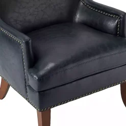 Kirklands Home Accent Chairs|Navy Faux Leather Wingback Accent Chair Blue