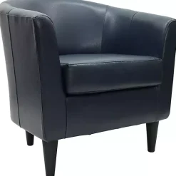 Kirklands Home Accent Chairs|Navy Faux Leather Winslow Accent Chair Blue