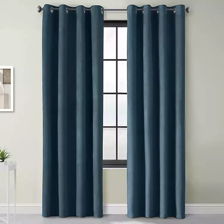 Kirklands Home Curtains & Drapes|Navy Faux Suede Blackout Curtain Panel, 108 in. Blue