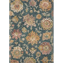 Kirklands Home Area Rugs|Navy Flora Motif Wool Area Rug, 5x8