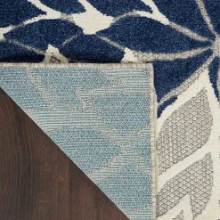 Kirklands Home Outdoor Rugs|Navy Floral Burst Outdoor Area Rug, 5x7