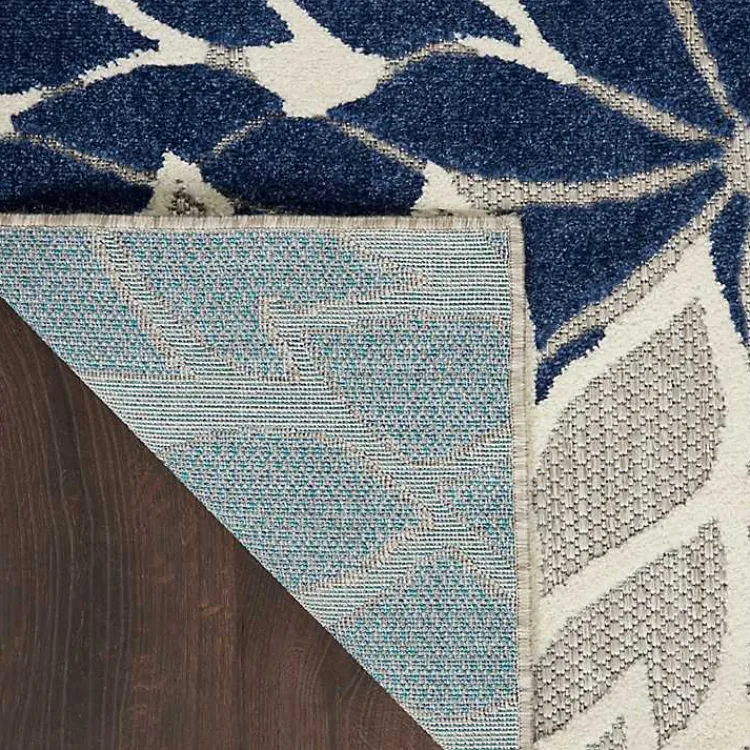 Kirklands Home Outdoor Rugs|Navy Floral Burst Outdoor Area Rug, 5x7
