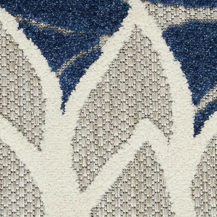 Kirklands Home Outdoor Rugs|Navy Floral Burst Outdoor Area Rug, 5x7