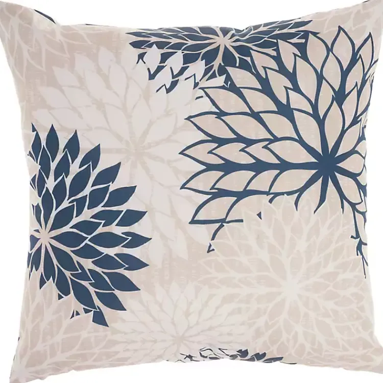 Kirklands Home Outdoor Cushions & Pillows|Navy Floral Chevron Outdoor Throw Pillow Blue